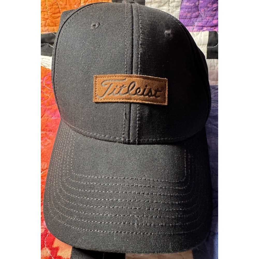 Titleist Golf Hat Black Brown Suede (under Brim) Adjustable One Size